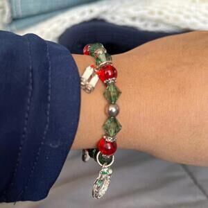 Beaded Christmas Charm Bracelet
